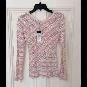NWT BCBGMAXAZARIA  Long Sleeve Lace Hilary Top